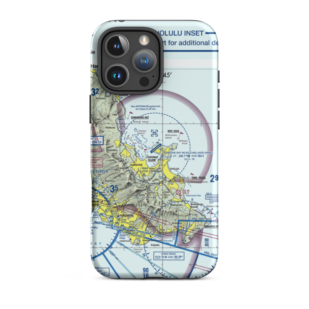 Kaneohe Bay MCAS (Marion E. Carl Field) Airport (NGF) VFR Sectional  Tough iPhone Case iPhone 16 Pro Max model shown