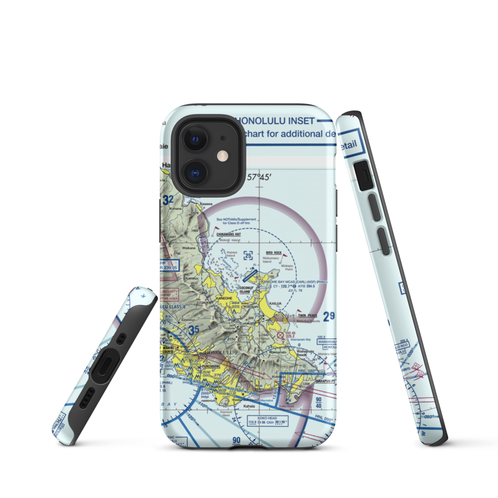 Kaneohe Bay MCAS (Marion E. Carl Field) Airport (NGF) VFR Sectional  Tough iPhone Case iPhone 12 mini model shown