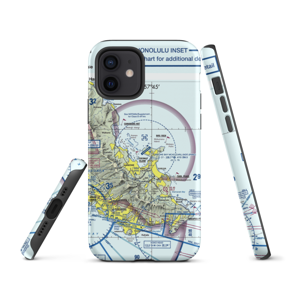 Kaneohe Bay MCAS (Marion E. Carl Field) Airport (NGF) VFR Sectional  Tough iPhone Case iPhone 12 model shown