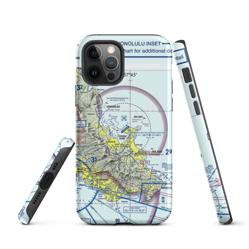 Kaneohe Bay MCAS (Marion E. Carl Field) Airport (NGF) VFR Sectional  Tough iPhone Case iPhone 12 Pro model shown