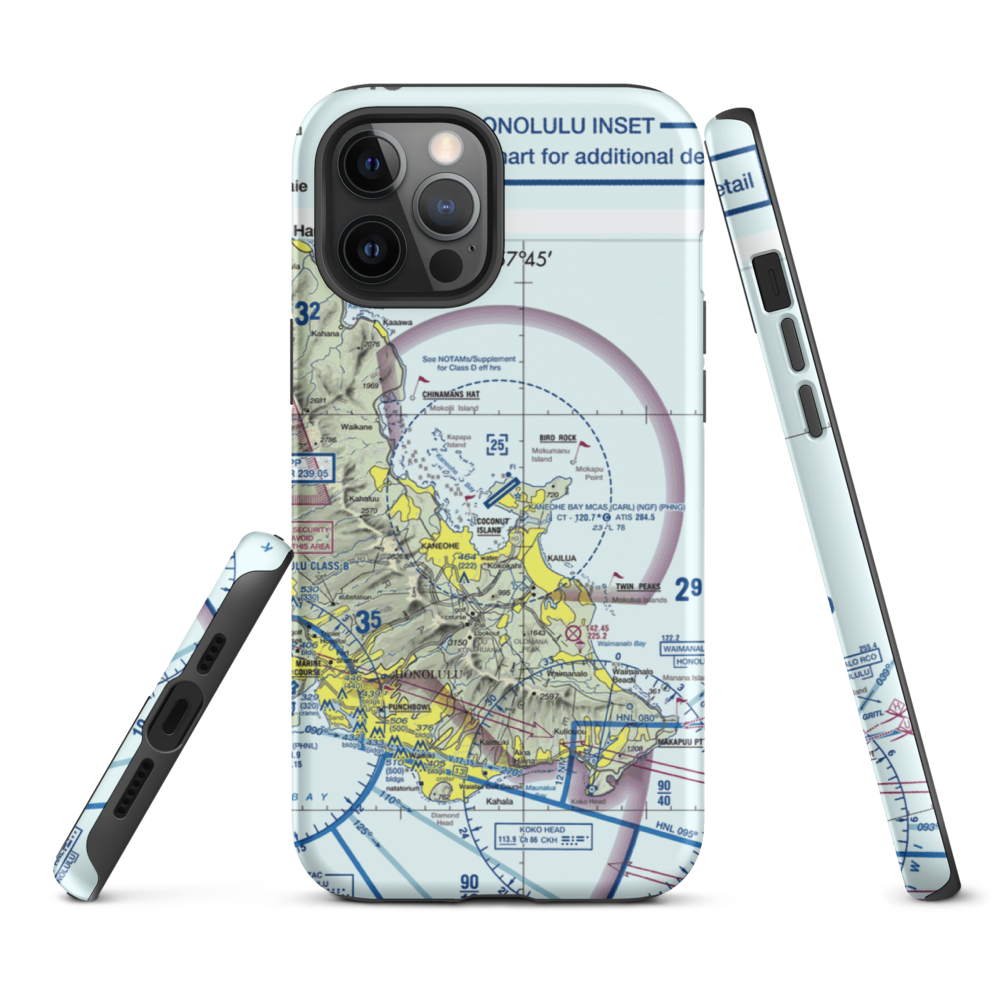 Kaneohe Bay MCAS (Marion E. Carl Field) Airport (NGF) VFR Sectional  Tough iPhone Case iPhone 12 Pro Max model shown