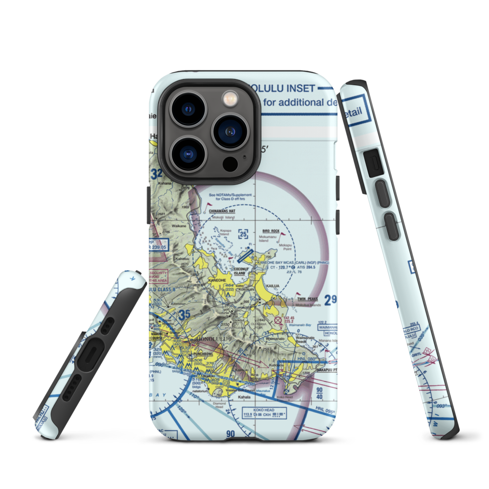 Kaneohe Bay MCAS (Marion E. Carl Field) Airport (NGF) VFR Sectional  Tough iPhone Case iPhone 13 Pro model shown