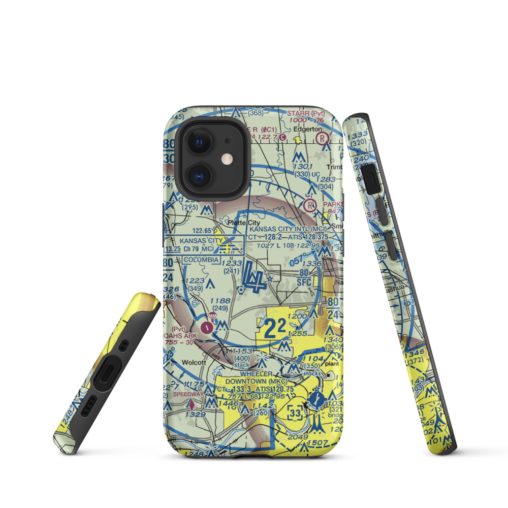 Kansas City International Airport (MCI) VFR Sectional  Tough iPhone Case iPhone 12 mini model shown