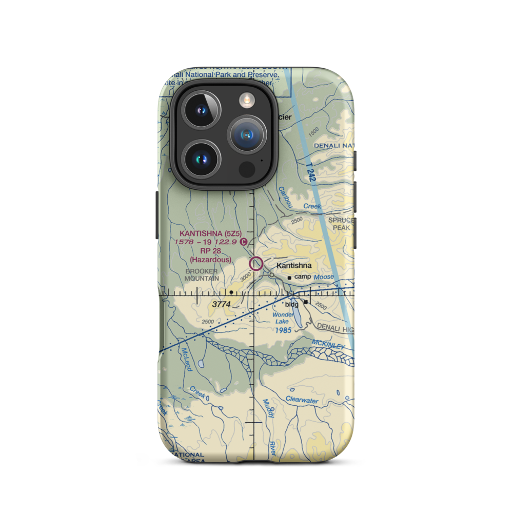 Kantishna Airport (5Z5) VFR Sectional  Tough iPhone Case iPhone 16 Pro model shown
