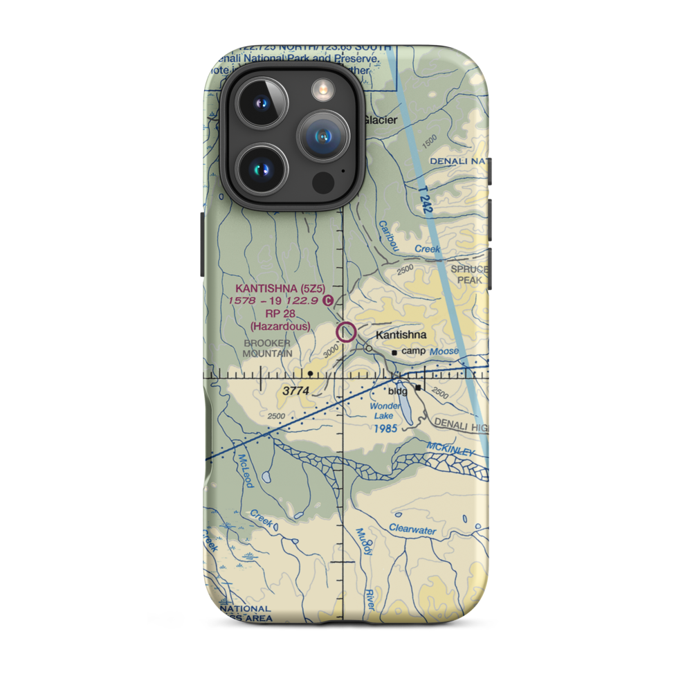 Kantishna Airport (5Z5) VFR Sectional  Tough iPhone Case iPhone 16 Pro Max model shown
