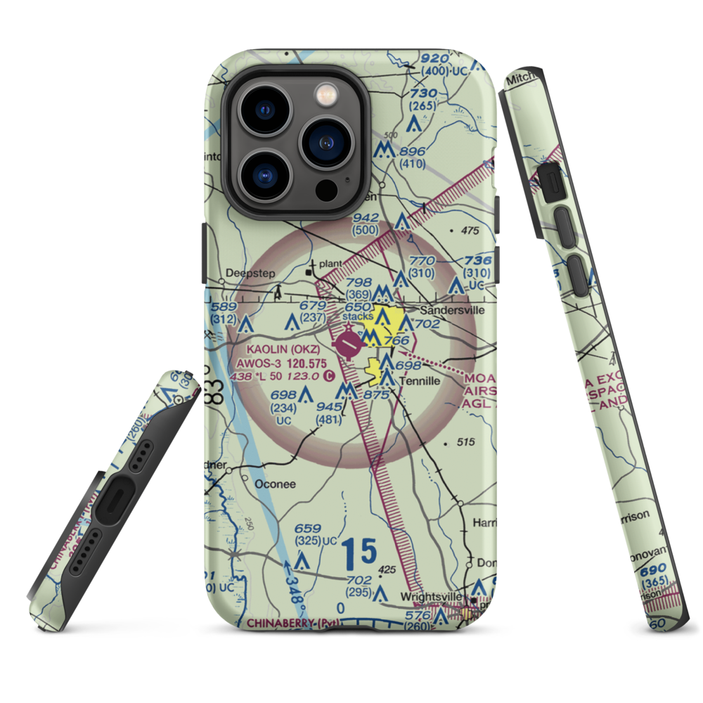 Kaolin Field (OKZ) VFR Sectional  Tough iPhone Case iPhone 14 Pro Max model shown