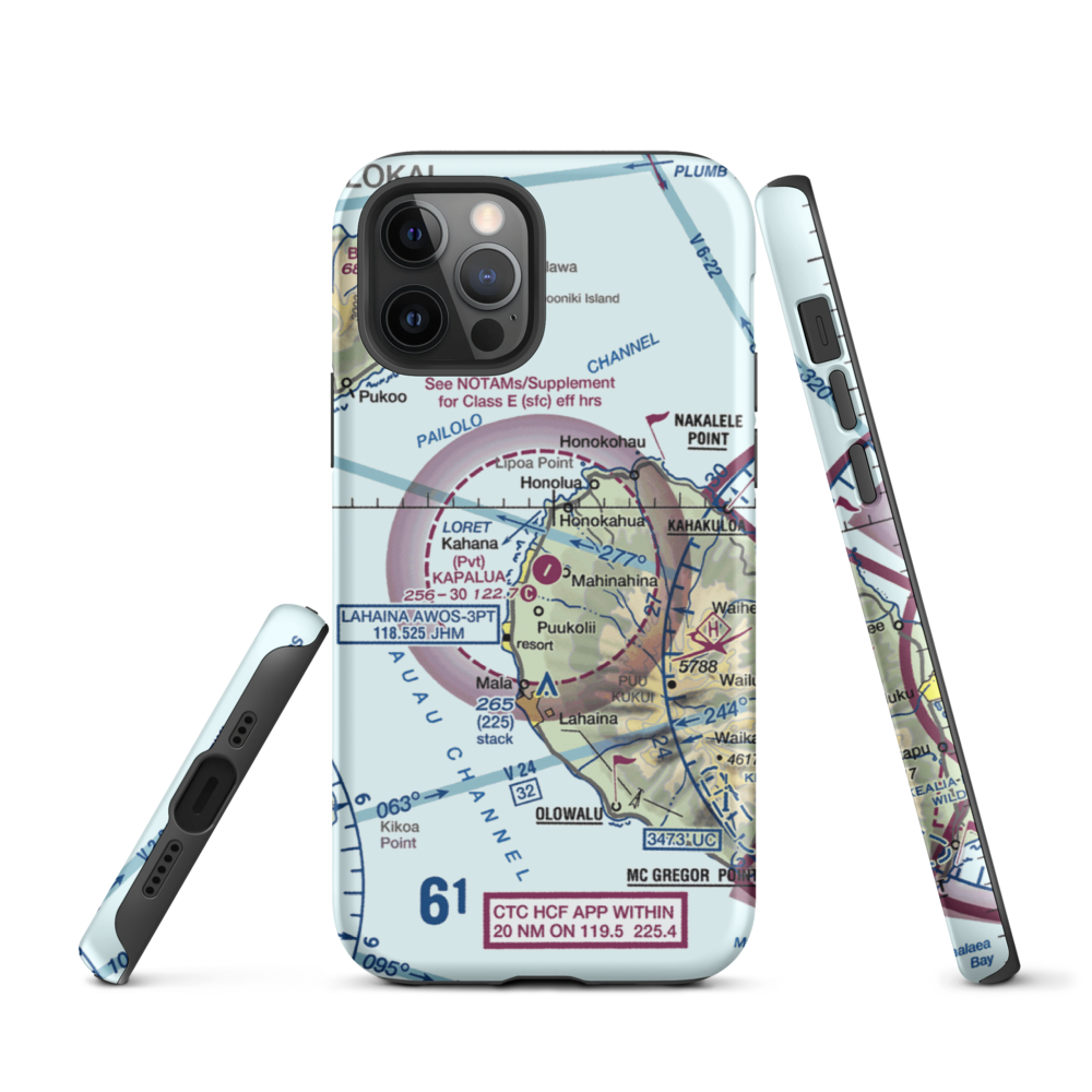 Kapalua Airport (JHM) VFR Sectional  Tough iPhone Case iPhone 12 Pro model shown