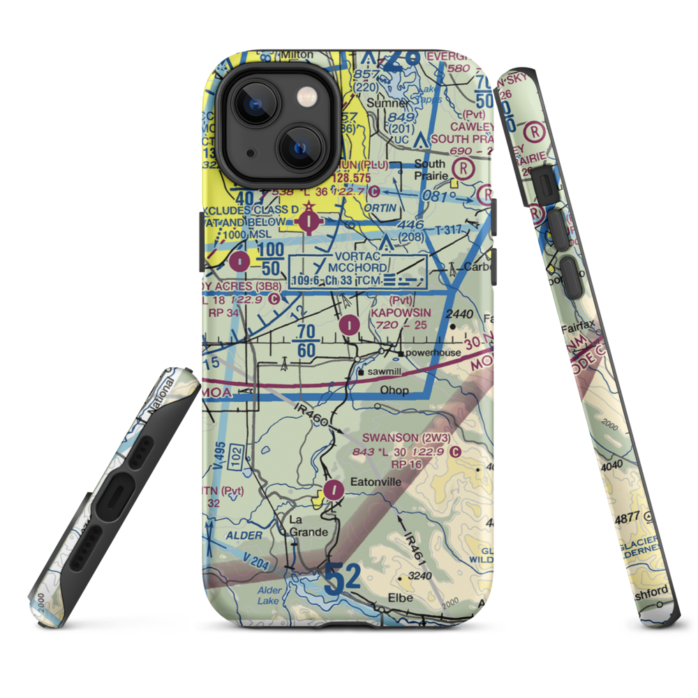 Kapowsin Field (86WA) VFR Sectional  Tough iPhone Case iPhone 14 Plus model shown