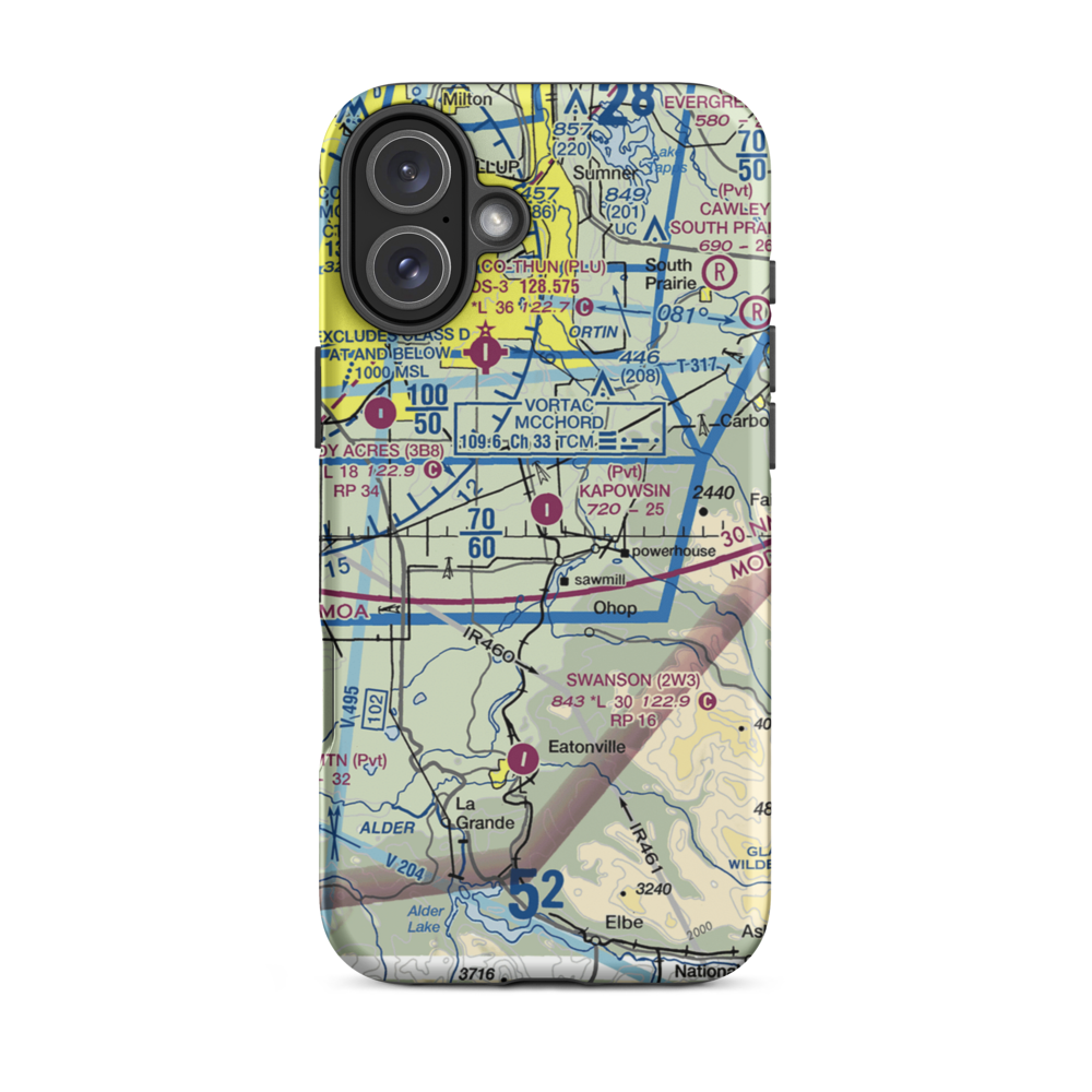 Kapowsin Field (86WA) VFR Sectional  Tough iPhone Case iPhone 16 Plus model shown