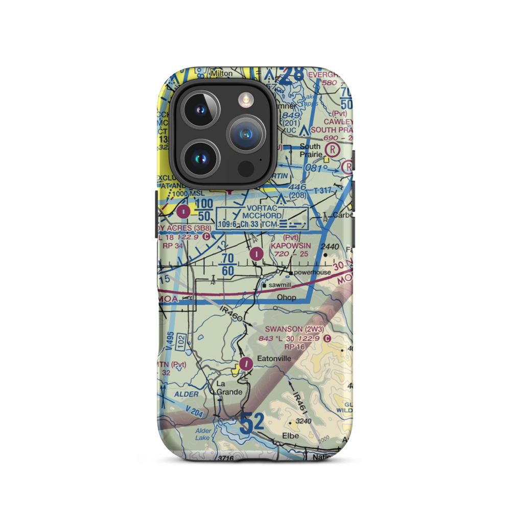 Kapowsin Field (86WA) VFR Sectional  Tough iPhone Case iPhone 16 Pro model shown