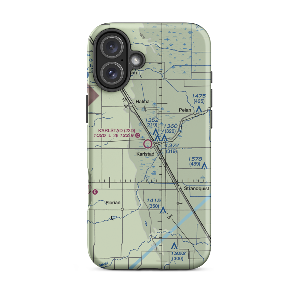 Karlstad Municipal Airport (23D) VFR Sectional  Tough iPhone Case iPhone 16 Plus model shown