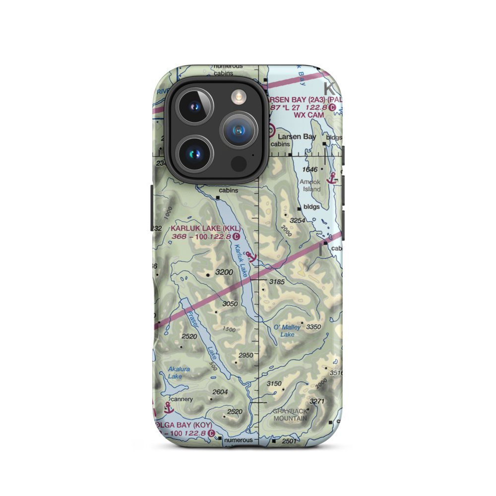 Karluk Lake Seaplane Base (KKL) VFR Sectional  Tough iPhone Case iPhone 16 Pro model shown