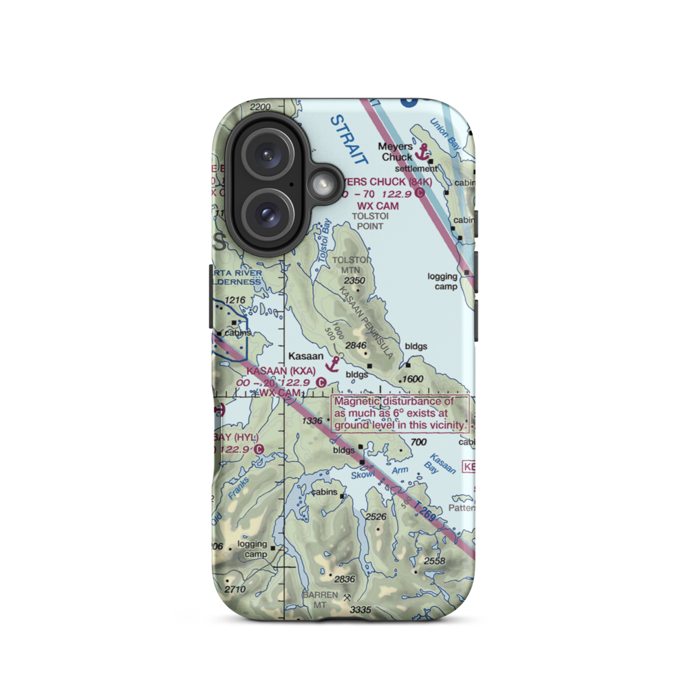 Kasaan Seaplane Base (KXA) VFR Sectional  Tough iPhone Case iPhone 16 model shown