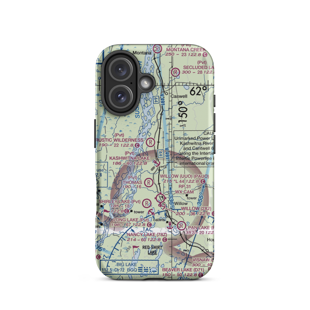 Kashwitna Lake Seaplane Base (AK34) VFR Sectional  Tough iPhone Case iPhone 16 model shown