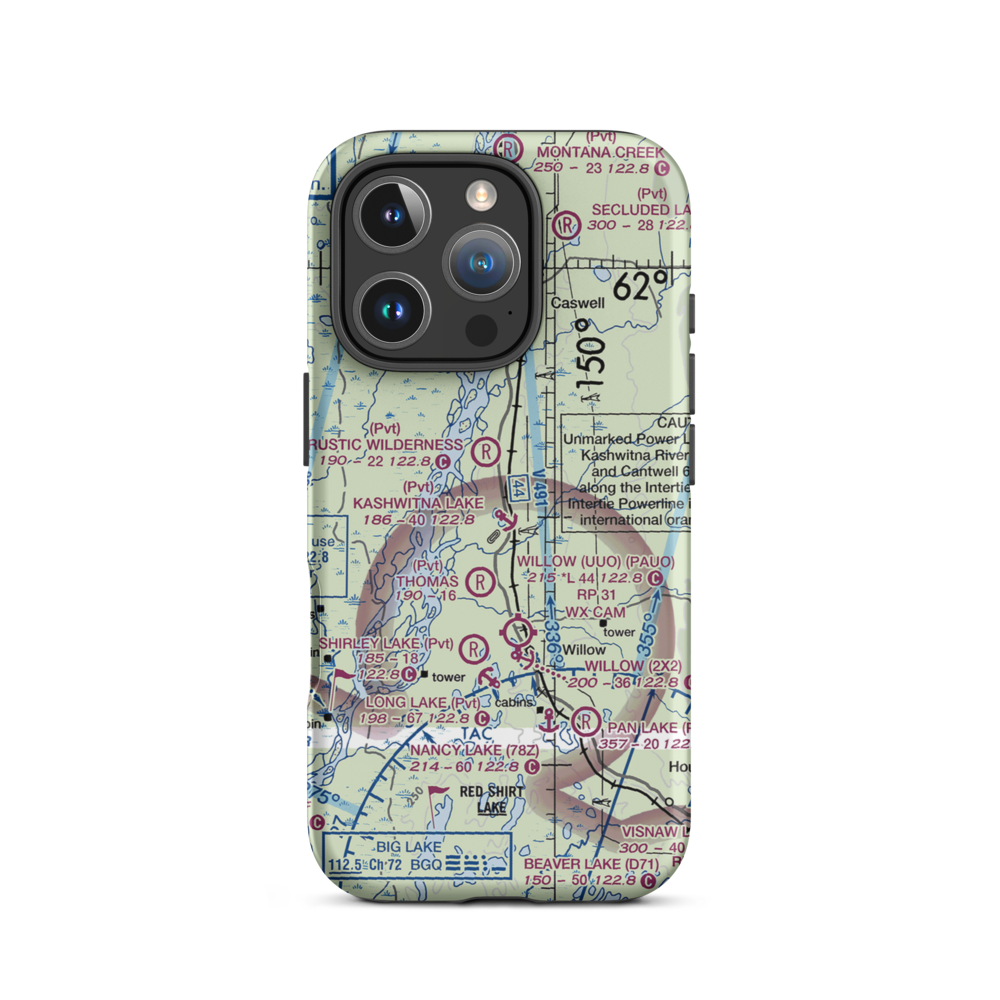 Kashwitna Lake Seaplane Base (AK34) VFR Sectional  Tough iPhone Case iPhone 16 Pro model shown