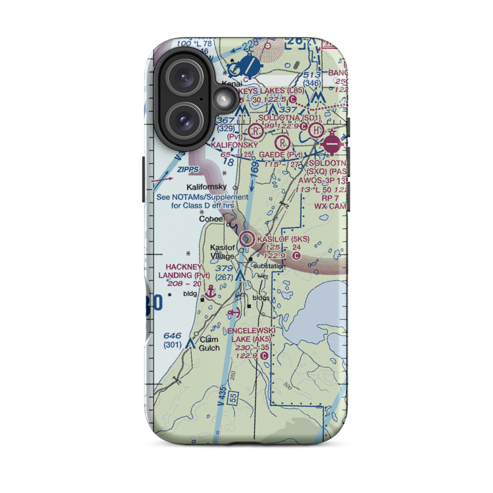 Kasilof Airport (5KS) VFR Sectional  Tough iPhone Case iPhone 16 Plus model shown