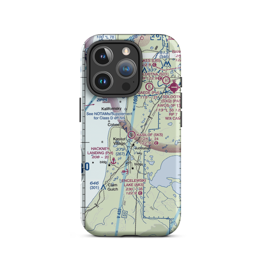 Kasilof Airport (5KS) VFR Sectional  Tough iPhone Case iPhone 16 Pro model shown