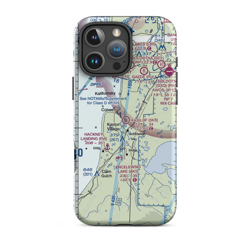 Kasilof Airport (5KS) VFR Sectional  Tough iPhone Case iPhone 16 Pro Max model shown