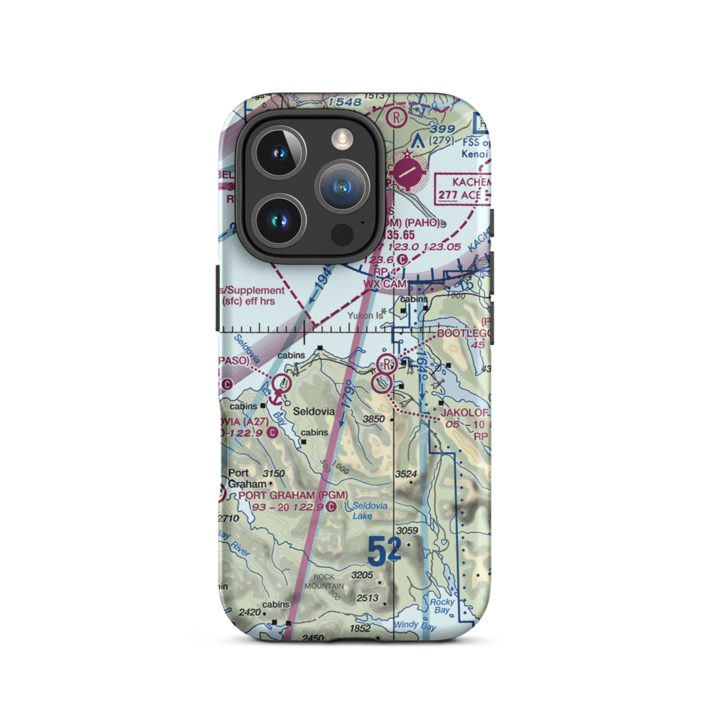 Kasitsna Airport (5Z7) VFR Sectional  Tough iPhone Case iPhone 16 Pro model shown