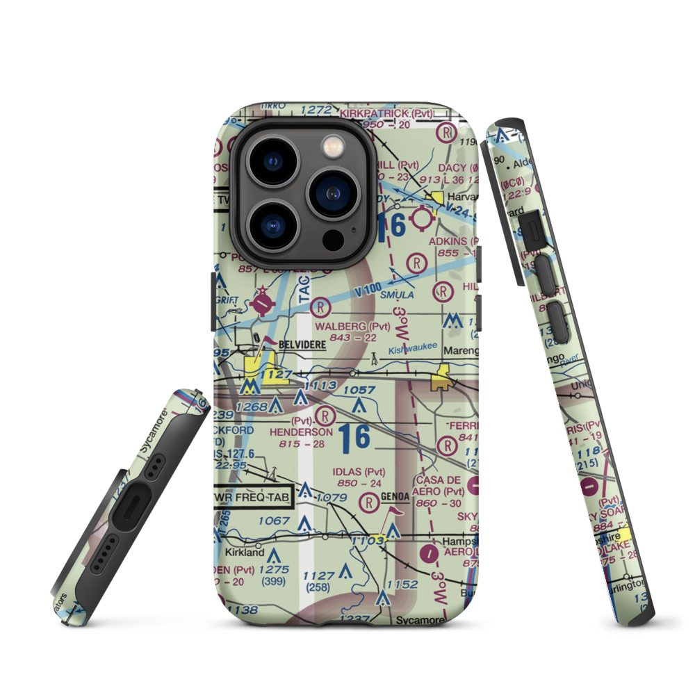 Kaufield Airport (0LL0) VFR Sectional  Tough iPhone Case iPhone 14 Pro model shown