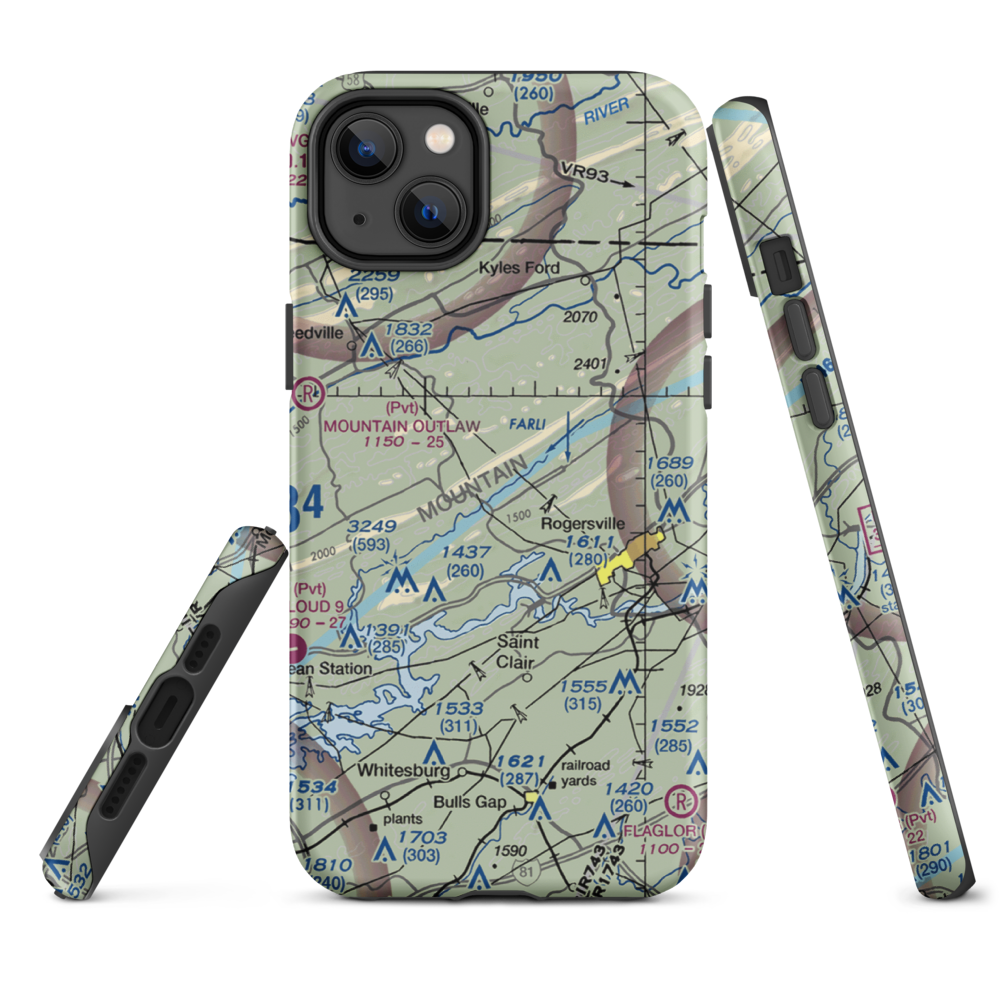 Kay Airport (1TN2) VFR Sectional  Tough iPhone Case iPhone 14 Plus model shown