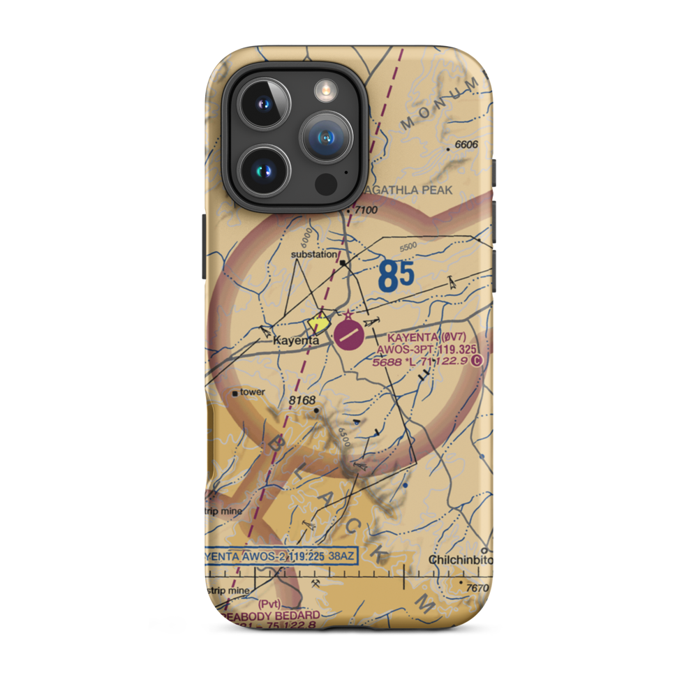 Kayenta Airport (0V7) VFR Sectional  Tough iPhone Case iPhone 16 Pro Max model shown
