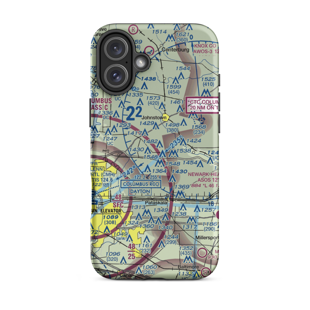 Kearns Airport (OH74) VFR Sectional  Tough iPhone Case iPhone 16 Plus model shown