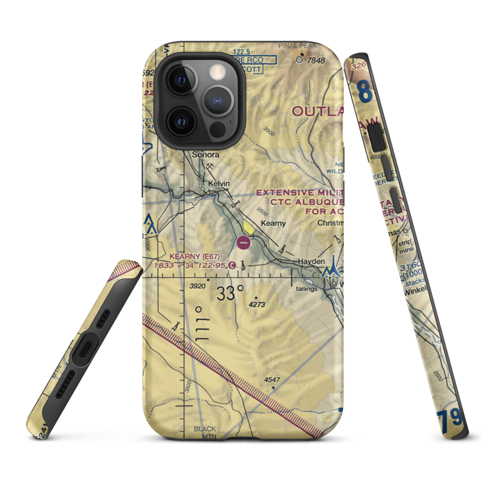 Kearny Airport (E67) VFR Sectional  Tough iPhone Case iPhone 12 Pro Max model shown