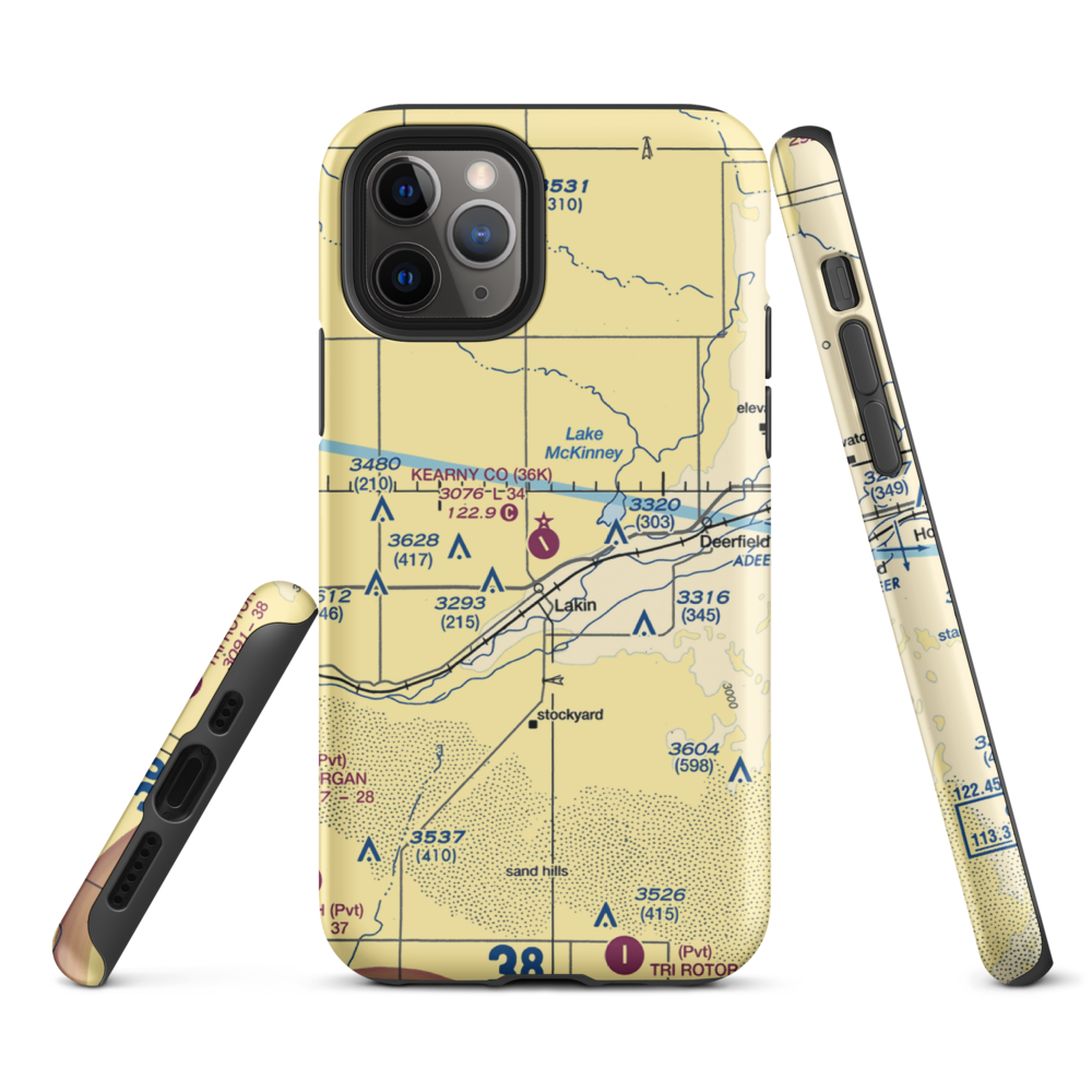 Kearny County Airport (36K) VFR Sectional  Tough iPhone Case iPhone 11 Pro model shown