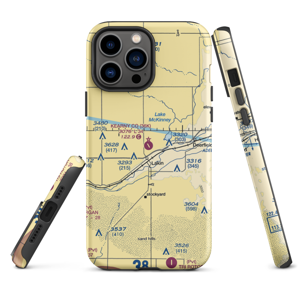 Kearny County Airport (36K) VFR Sectional  Tough iPhone Case iPhone 13 Pro Max model shown