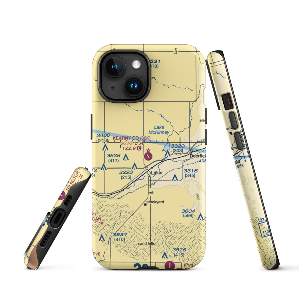 Kearny County Airport (36K) VFR Sectional  Tough iPhone Case iPhone 15 model shown