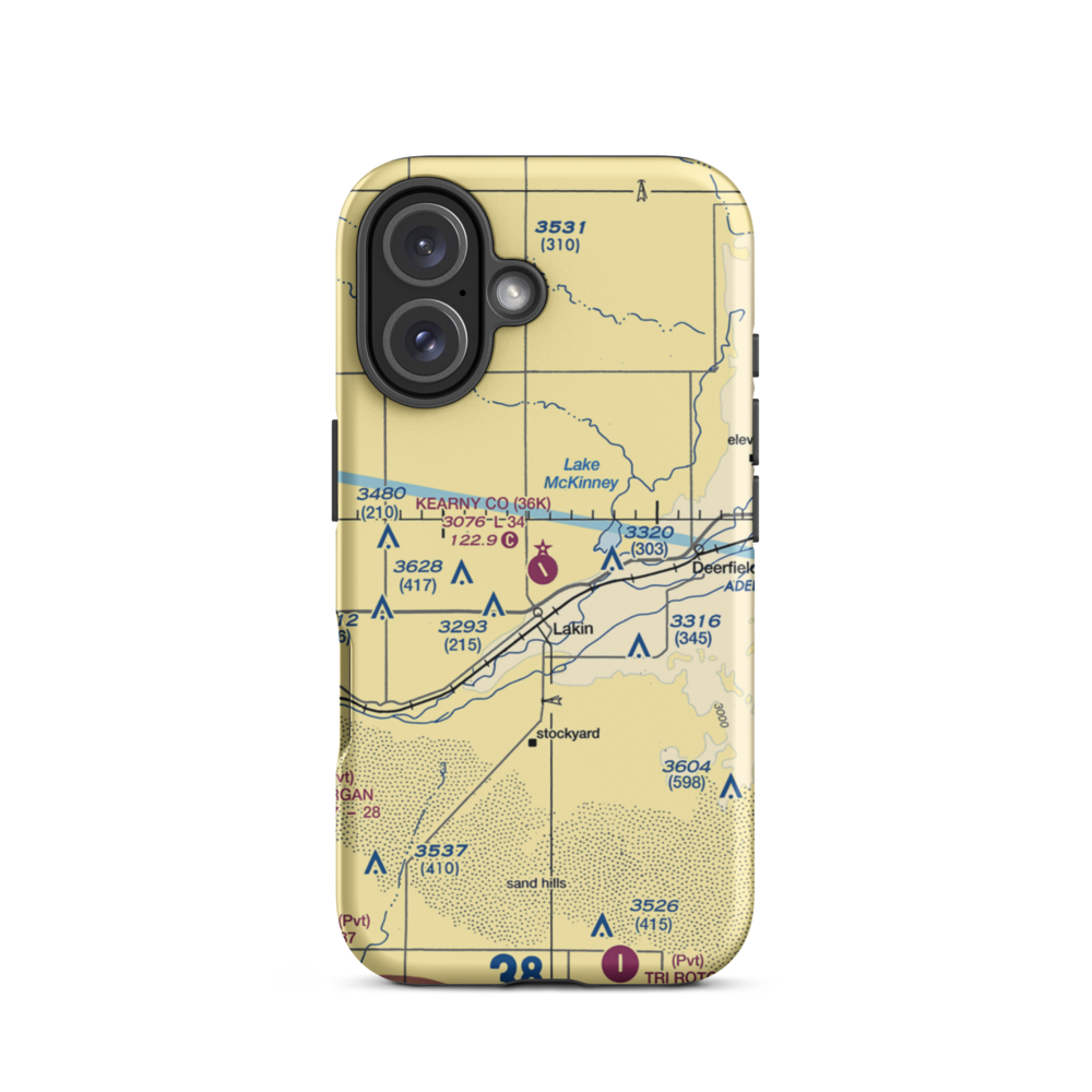Kearny County Airport (36K) VFR Sectional  Tough iPhone Case iPhone 16 model shown