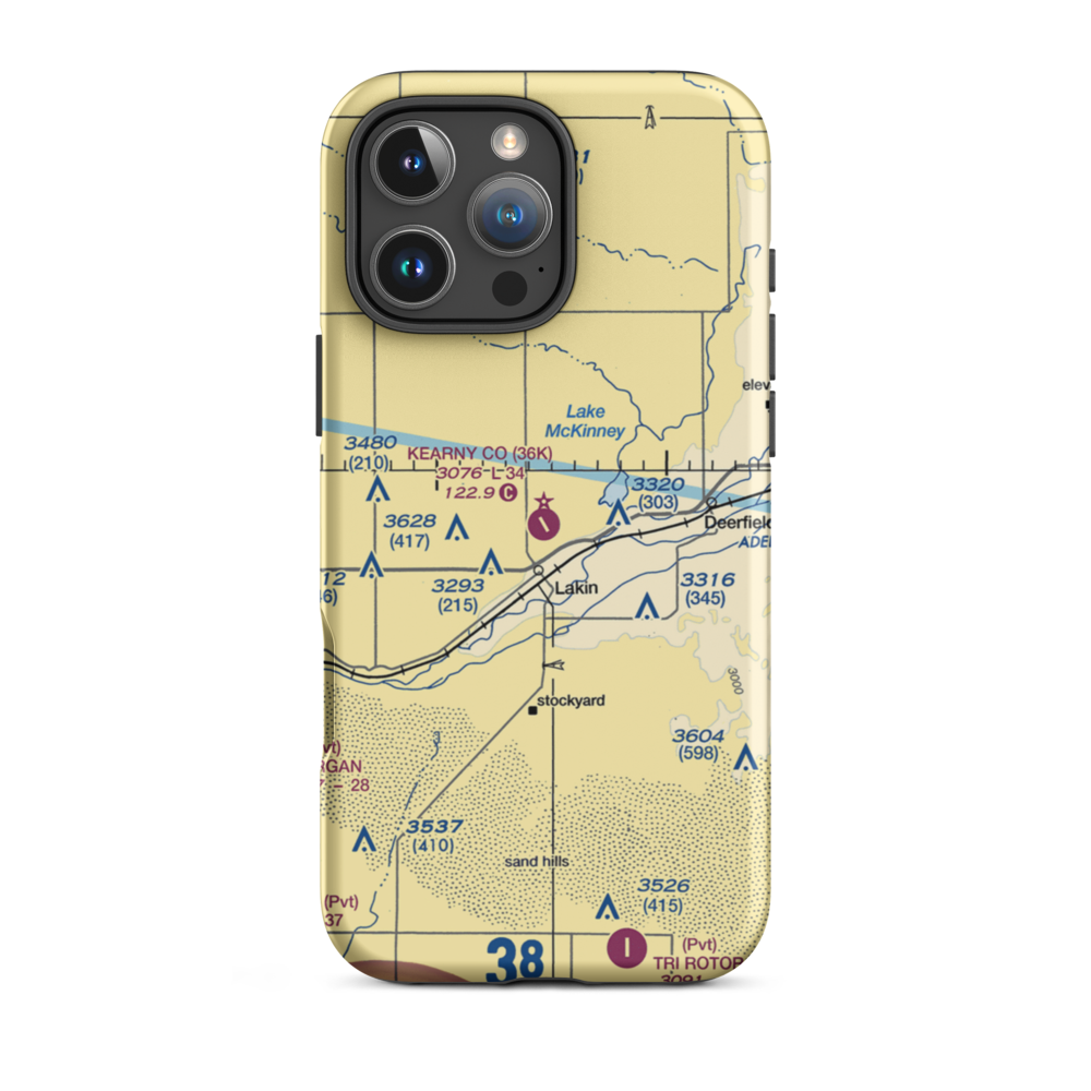 Kearny County Airport (36K) VFR Sectional  Tough iPhone Case iPhone 16 Pro Max model shown