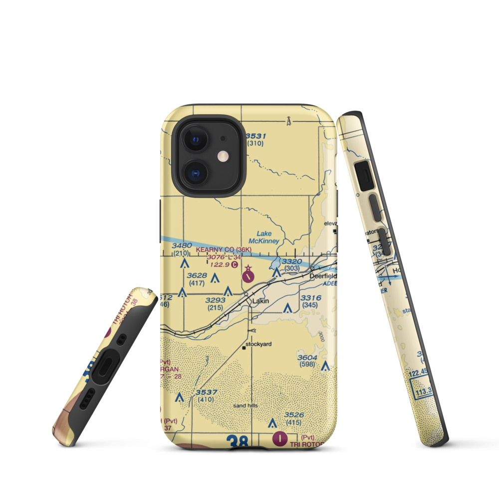 Kearny County Airport (36K) VFR Sectional  Tough iPhone Case iPhone 12 mini model shown