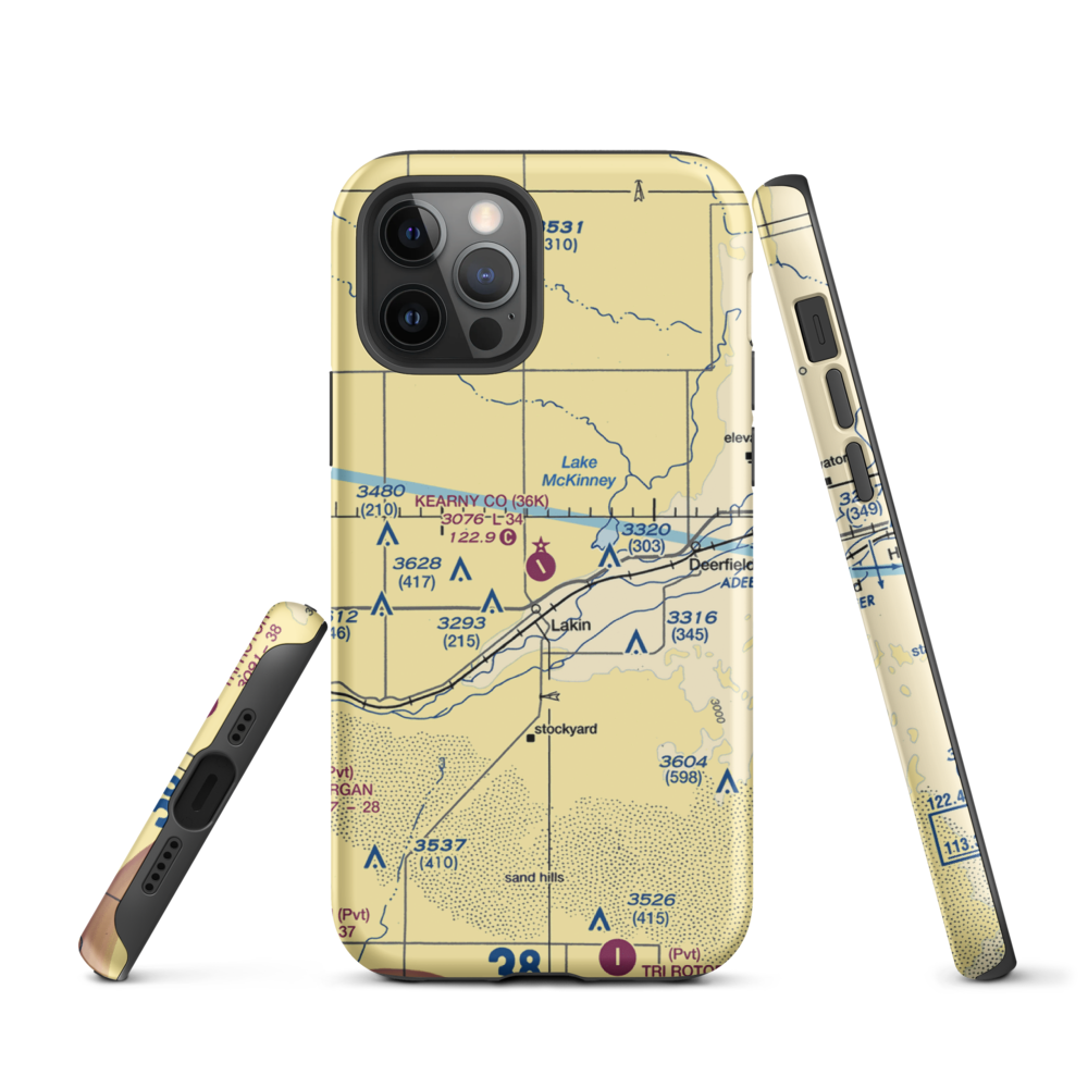 Kearny County Airport (36K) VFR Sectional  Tough iPhone Case iPhone 12 Pro model shown