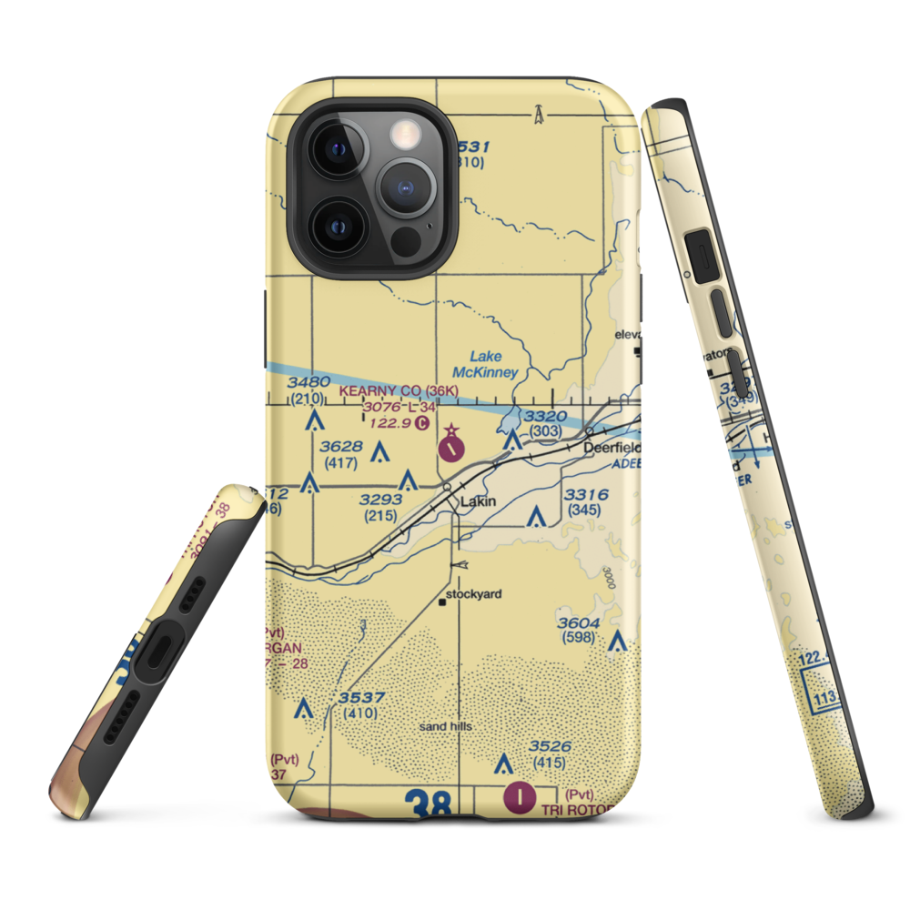 Kearny County Airport (36K) VFR Sectional  Tough iPhone Case iPhone 12 Pro Max model shown