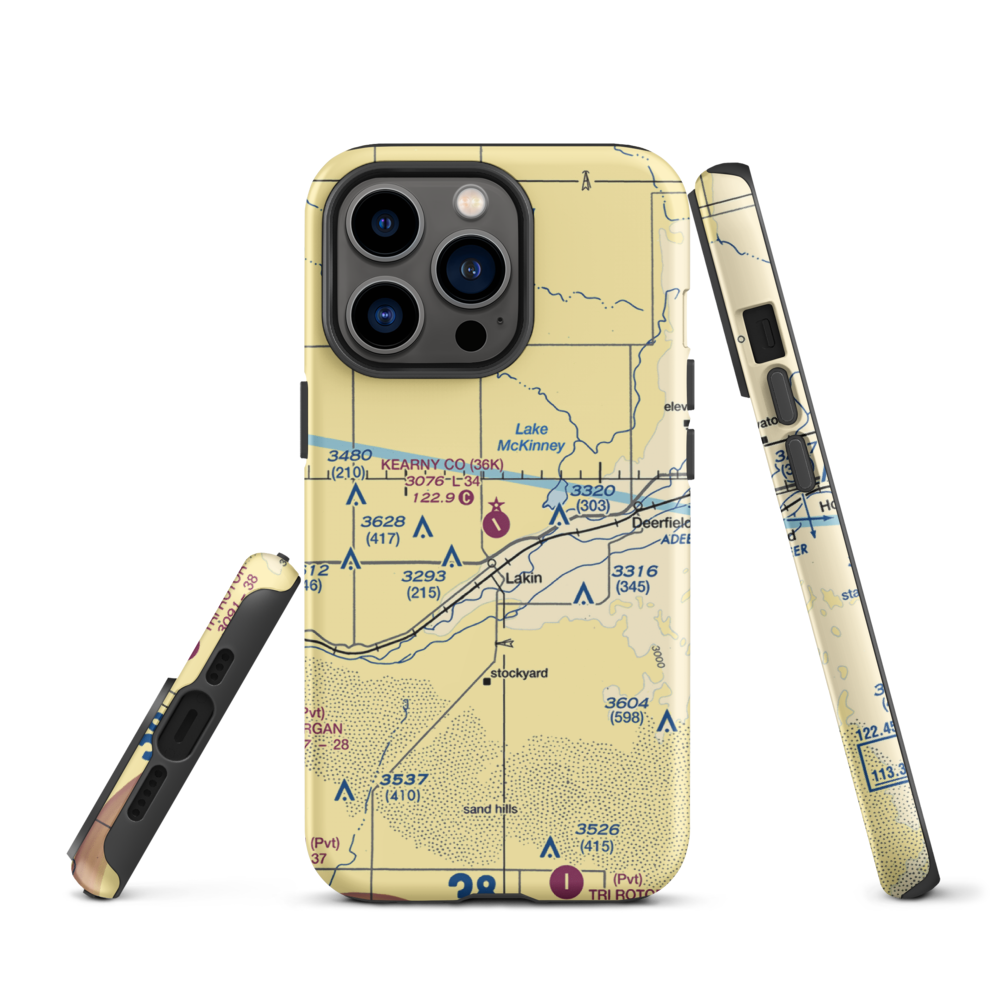 Kearny County Airport (36K) VFR Sectional  Tough iPhone Case iPhone 13 Pro model shown