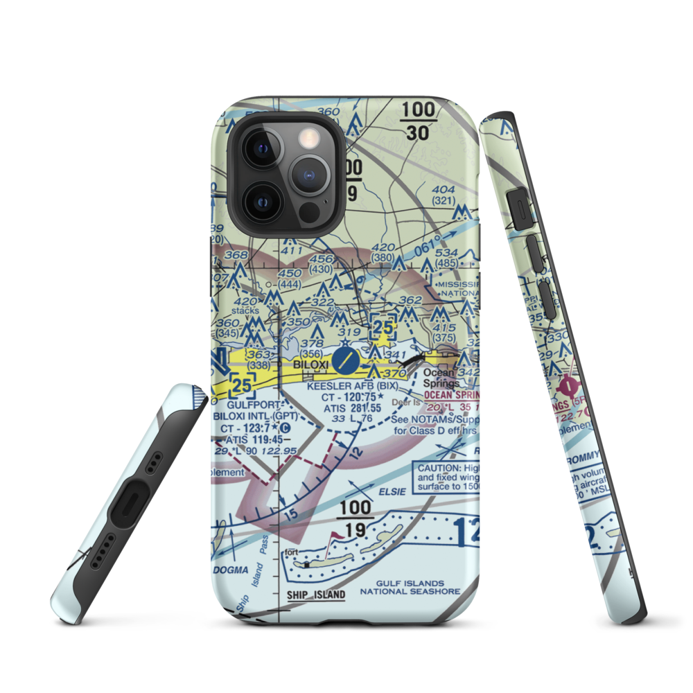Keesler Air Force Base (BIX) VFR Sectional  Tough iPhone Case iPhone 12 Pro model shown