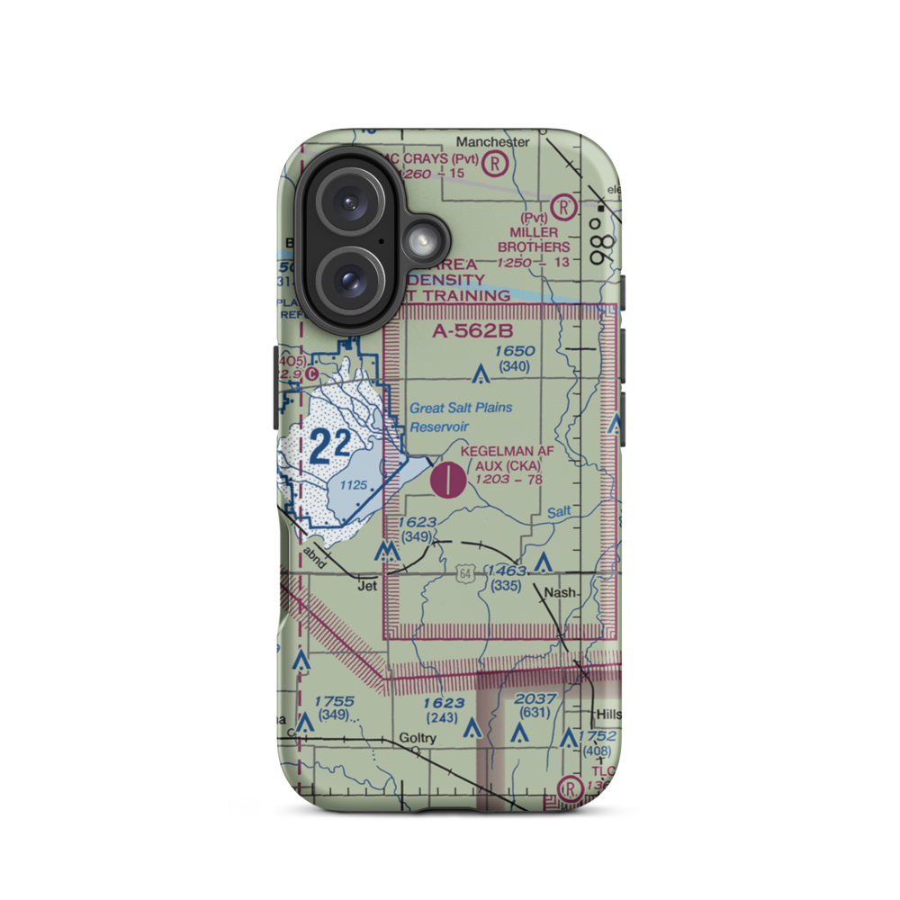 Kegelman AF Aux Field (CKA) VFR Sectional  Tough iPhone Case iPhone 16 model shown