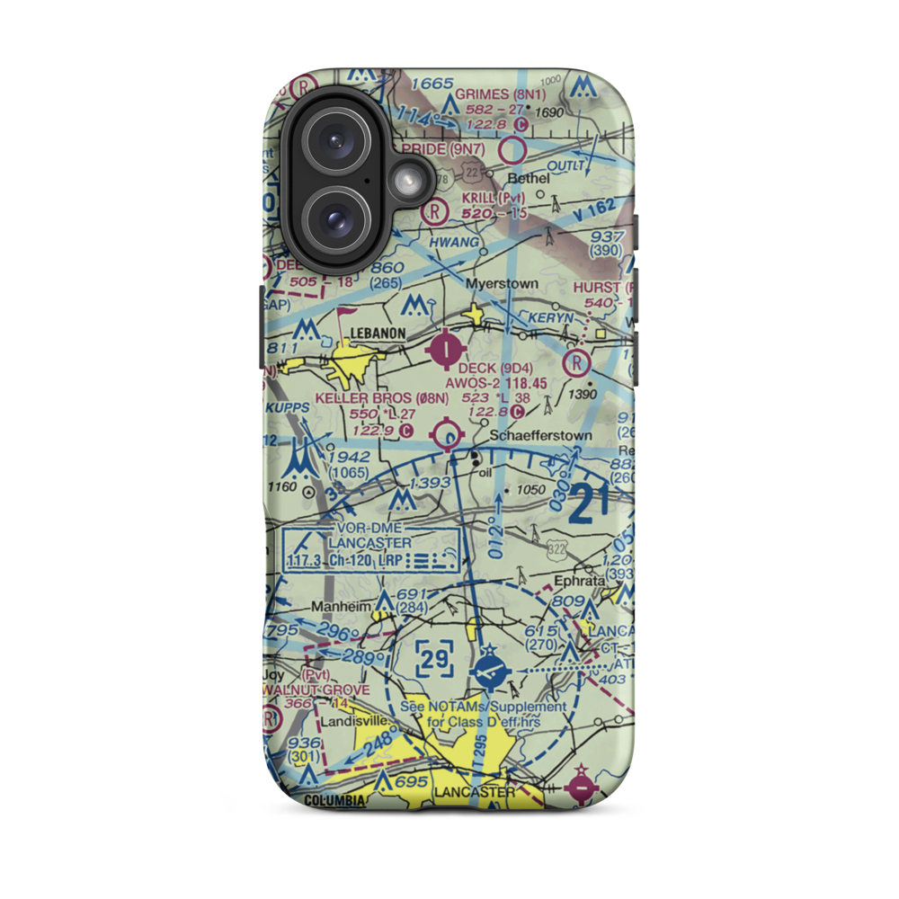 Keller Brothers Airport (08N) VFR Sectional  Tough iPhone Case iPhone 16 Plus model shown