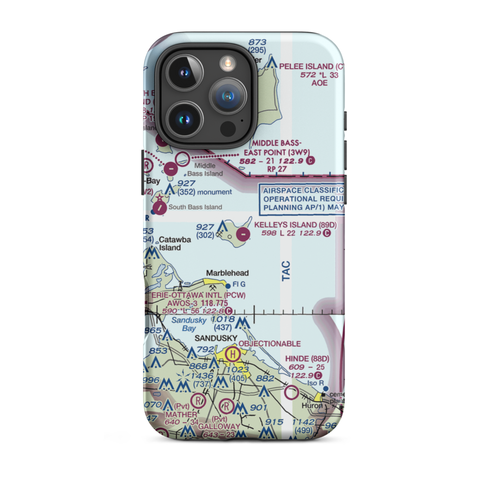 Kelleys Island Land Field (89D) VFR Sectional  Tough iPhone Case iPhone 16 Pro Max model shown