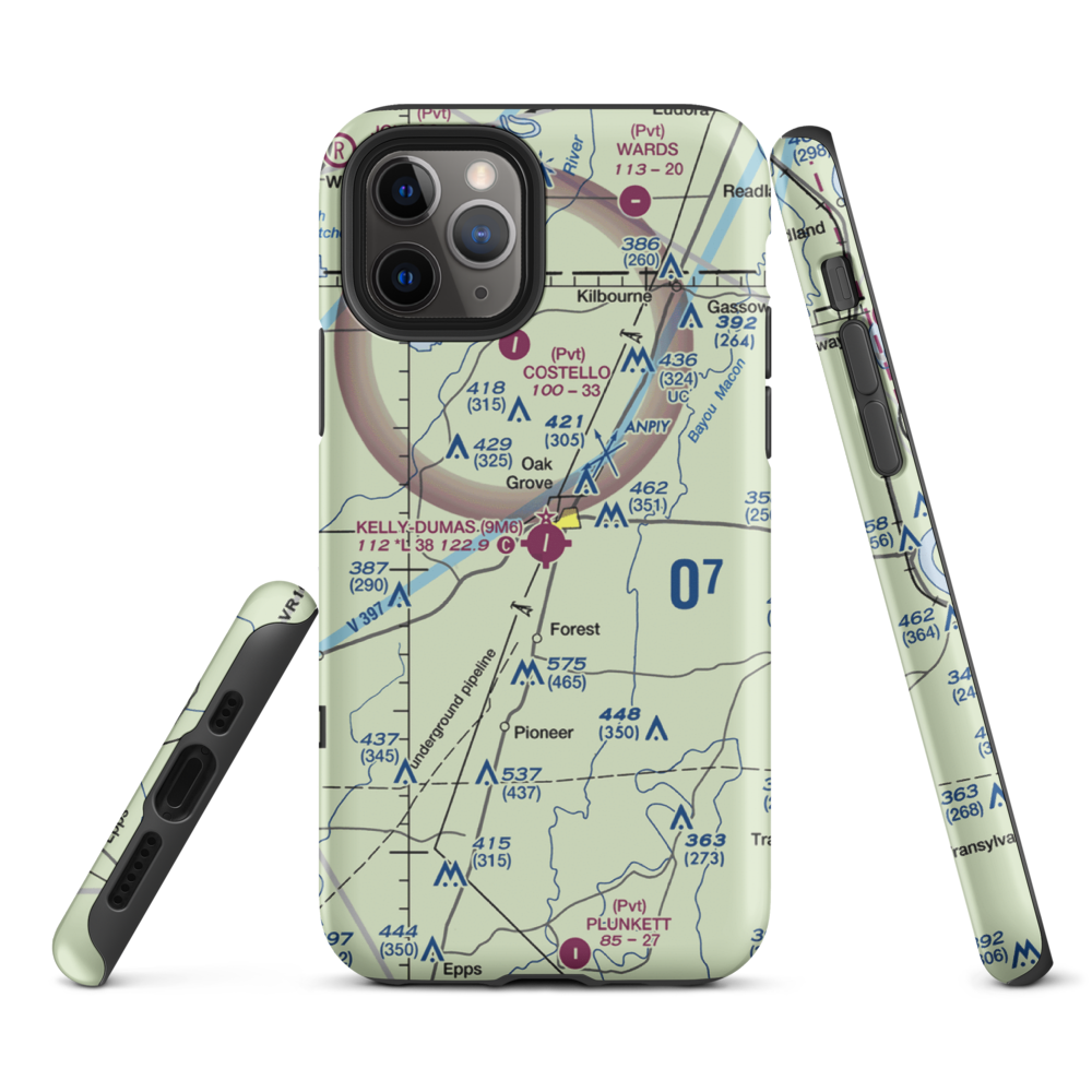 Kelly Airport (9M6) VFR Sectional  Tough iPhone Case iPhone 11 Pro model shown