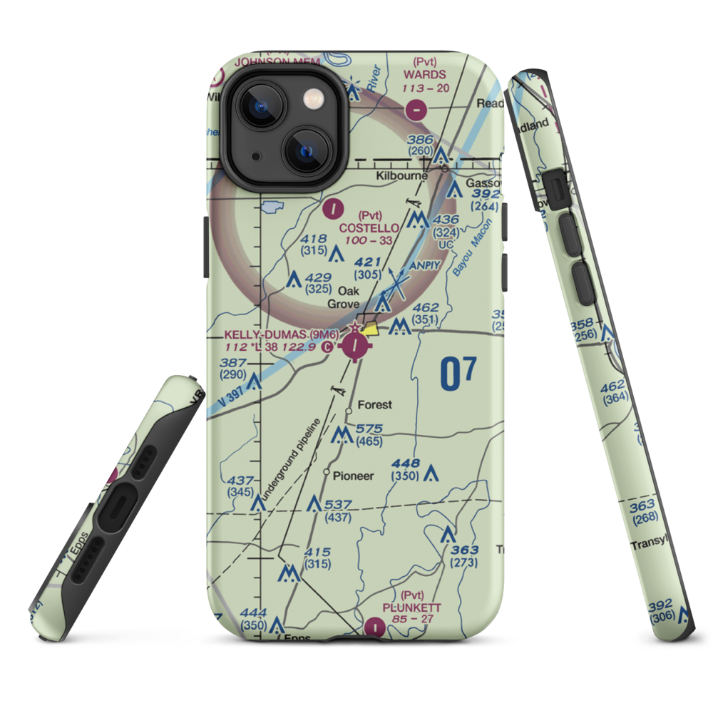 Kelly Airport (9M6) VFR Sectional  Tough iPhone Case iPhone 14 Plus model shown