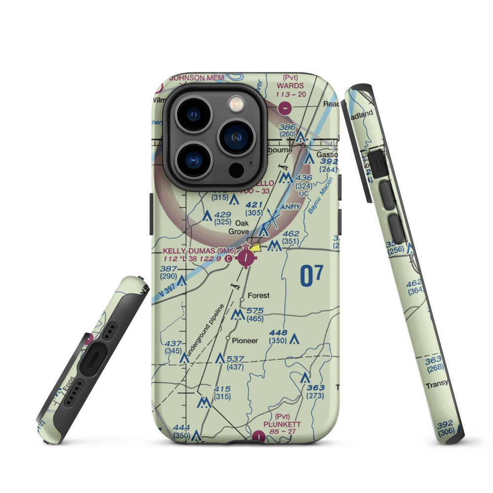 Kelly Airport (9M6) VFR Sectional  Tough iPhone Case iPhone 14 Pro model shown
