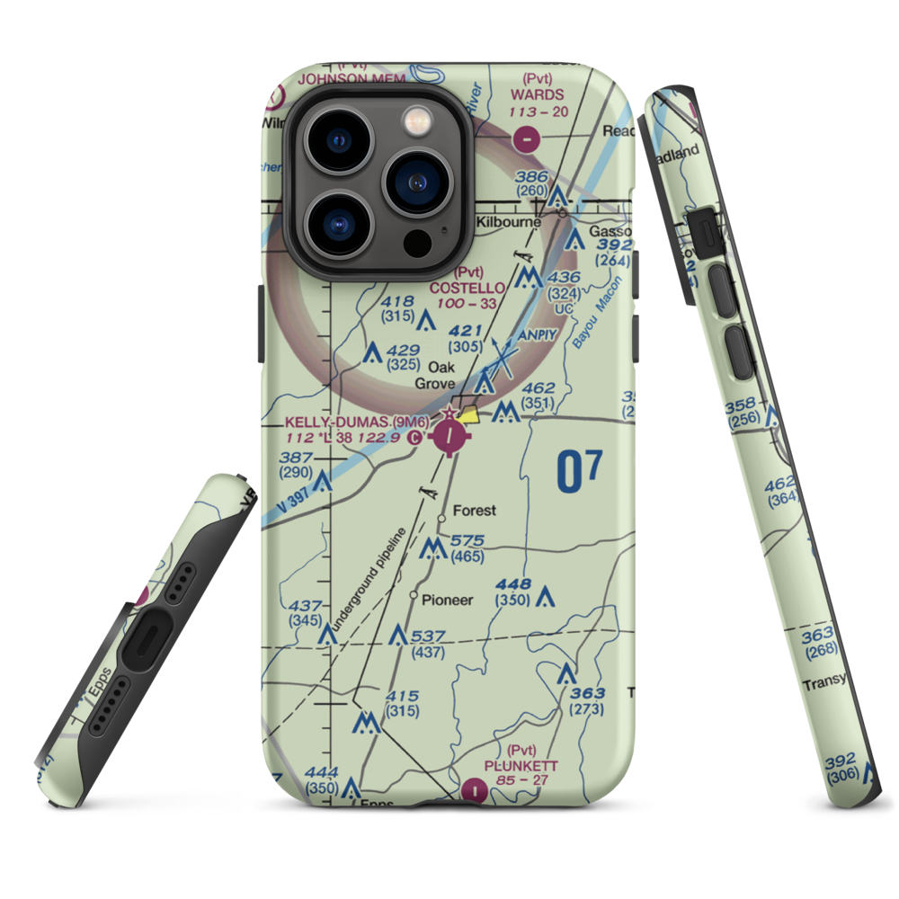 Kelly Airport (9M6) VFR Sectional  Tough iPhone Case iPhone 14 Pro Max model shown