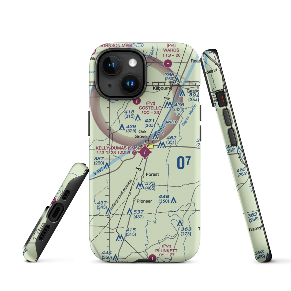 Kelly Airport (9M6) VFR Sectional  Tough iPhone Case iPhone 15 model shown