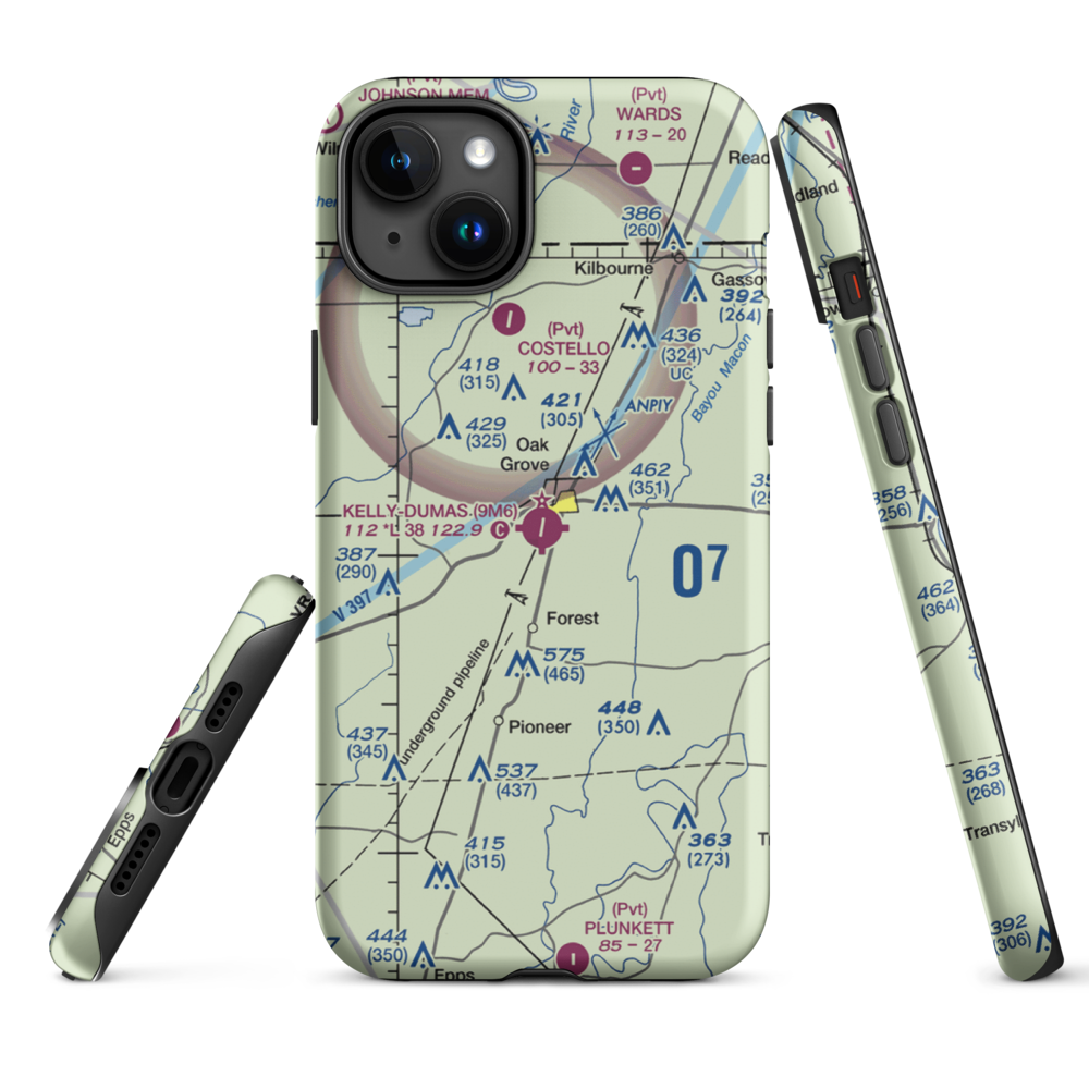 Kelly Airport (9M6) VFR Sectional  Tough iPhone Case iPhone 15 Plus model shown