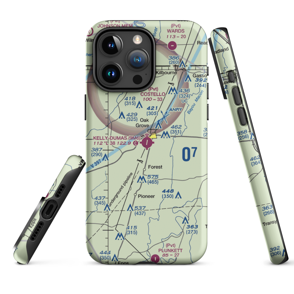 Kelly Airport (9M6) VFR Sectional  Tough iPhone Case iPhone 15 Pro Max model shown