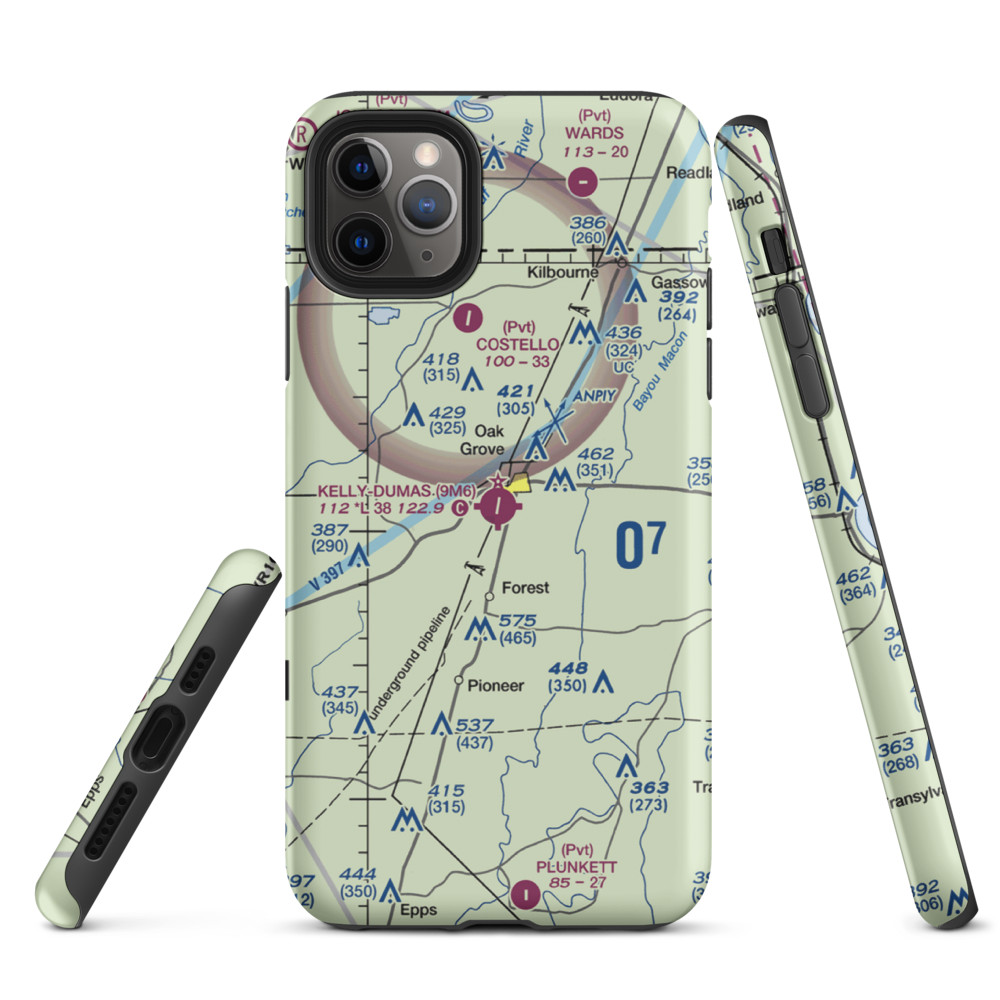 Kelly Airport (9M6) VFR Sectional  Tough iPhone Case iPhone 11 Pro Max model shown