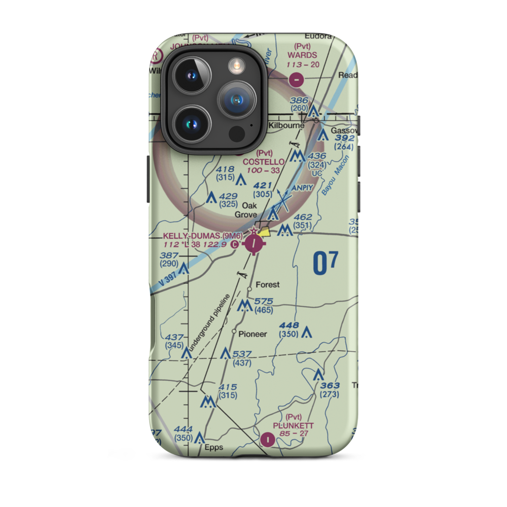 Kelly Airport (9M6) VFR Sectional  Tough iPhone Case iPhone 16 Pro Max model shown